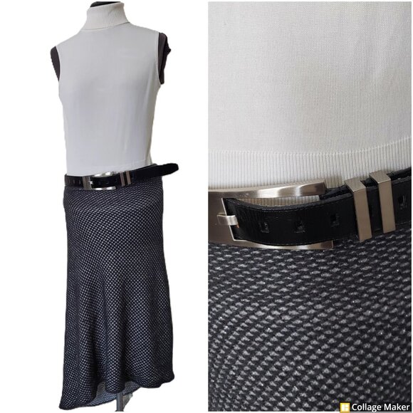 Genuine leather rectangular buckle belt. Sz: M, 46\